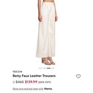 NWT Toccin Betty Trouser, Size 6, White $465 MSRP